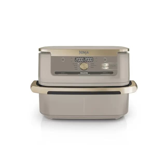 Ninja Foodi FlexDrawer Freidora de aire con compartimento doble, 10,4 l, no usa aceite, con divisor de cestas extraíble, piezas antiadherentes y aptas para lavavajillas, piedra dorada AF500EUSD