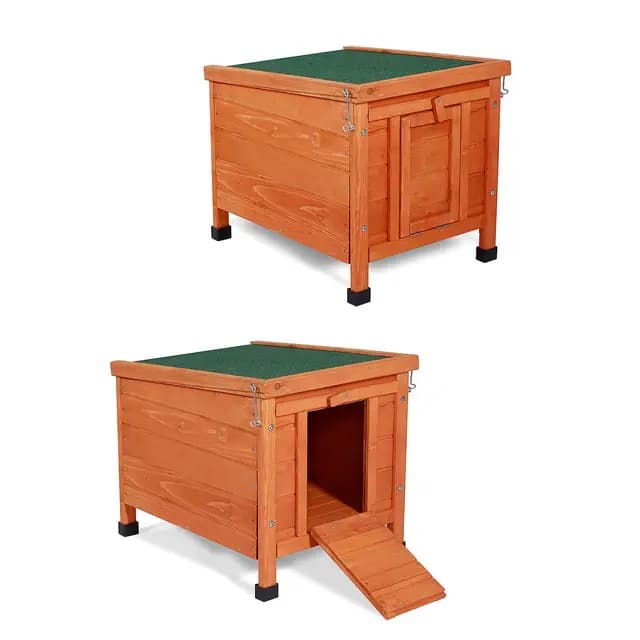 lionto Conejera de Madera caseta Exterior para Mascotas pequeñas cobertizo 43x43x52 cm
