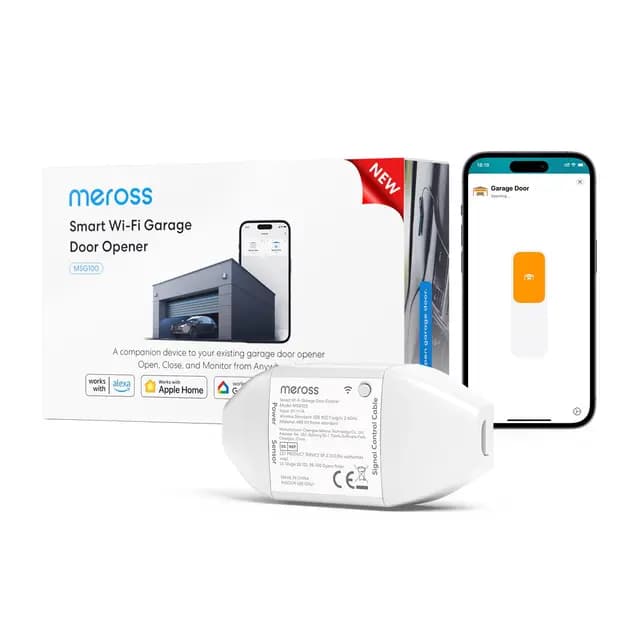 Meross Abridor de Puertas de Garaje Inteligente, Control Remoto y de Voz, Función de Cronómetro, Compatible con Apple HomeKit, Alexa, Google Asistente y SmartThings