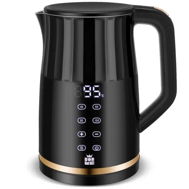 ForMe Hervidor Eléctricos de Acero Inoxidable 1,7 L Selección de Temperatura de 40-100 C LED Indicador Digital de Temperatura I Función de Mantener Caliente Tetera I Cristal Hervidora Libre de BPA