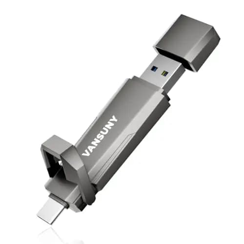 Vansuny Pendrive USB C 512GB SSD Externo Velocidad hasta 1000 MB/s Memoria Externa USB 3.2 con Puertos Duales (USB-C + USB-A) para iPhone 15/ Mac/PC/Smartphone/Consola y Más