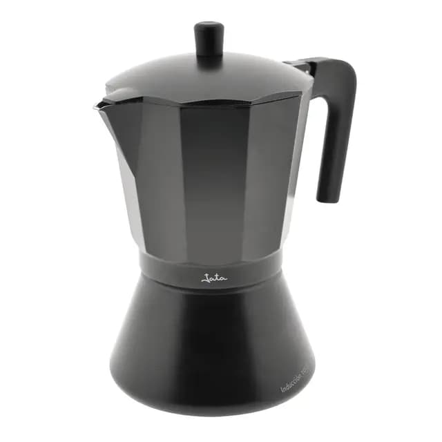 Jata CFI6 - Cafetera Italiana Inducción, Capacidad 6 Tazas, Apta para Todo Tipo de Cocinas, Cuerpo Aluminio, Negro