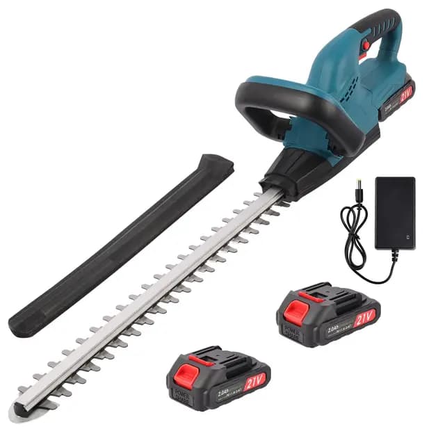 Cortasetos Bateria,Corta Setos Jardin Electrico con 2x2000 mAh Batería,Motor sin Escobillas, Longitud de Cuchilla de 48 cm, Velocidad de 3000 RPM, Apto para Desherbar, Podar Arboles y Arbustos