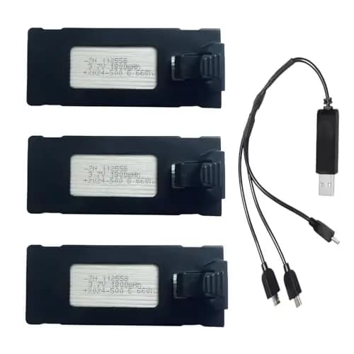 Batería recargable de 3,7 V 1800 mAh para E88 E88PRO E99 E99PRO E525 P1 P5 K3 P15 P15PRO LS-S1S A88 Drone batería Quadcopter batería con cable de carga USB (3 unidades)