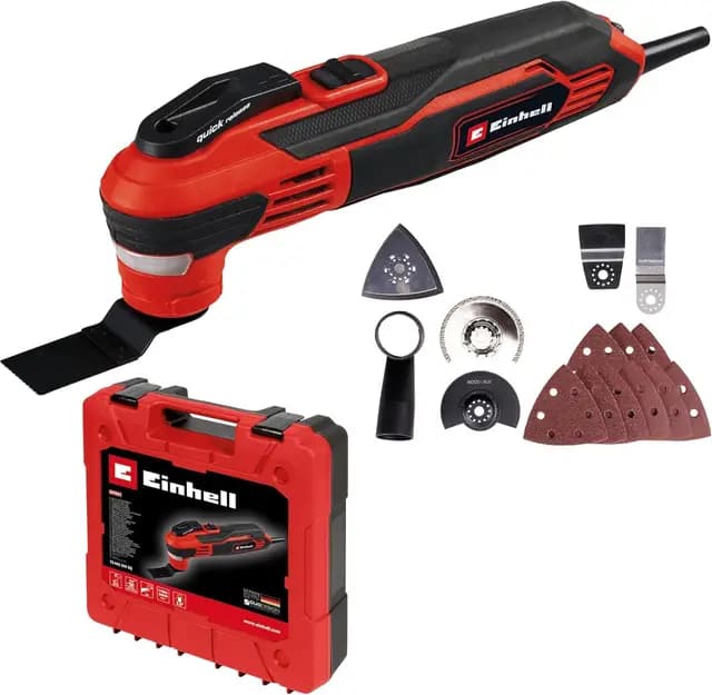 Einhell Herramienta multifunción TE-MG 350 EQ (350 W, 22000 a 40000 min^-1 número de oscilaciones, luz LED, cierre de sujeción rápido, incl. maletín y accesorio)