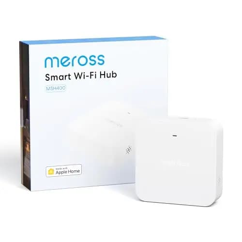 Meross Smart Hub MSH400 con Alarma 110dB, Soporta Temporizador Riego, Detector Humo, Sensores (Puerta/Ventana, Fugas Agua, Temp/Humedad) - Compatibile con Apple HomeKit, Alexa y Google Home