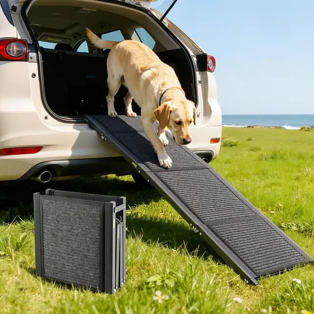 VEVOR Rampa Plegable para Perros para Coches, 180 x 43,2 cm, para Perros Medianos y Grandes de hasta 113 kg, con Superficie de Fieltro Antideslizante, Portátil para Exteriores, SUV y Camiones