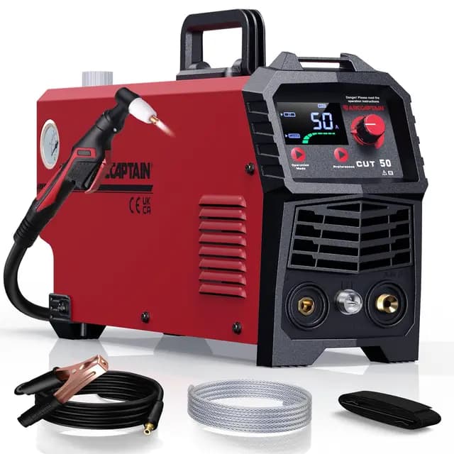 ARCCAPTAIN Cortadora de Plasma Máquina Cortadora de Plasma de 50 Amperios con Voltaje Dual 110/220V, Inversor de Corriente Continua IGBT, Corte Preciso de 1/2 Pulgada con Flujo Posterior y Modos 2T/4T