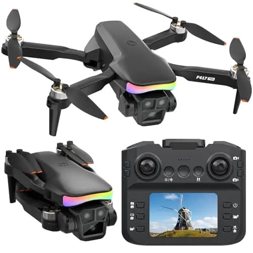 F417PRO FPV Drone con cámara para adultos niños principiantes, control remoto con pantalla LCD, minidron sin escobillas ajustable 1080P, giro 3D, Type-C, menos de 249g, Regalos para niños y niñas