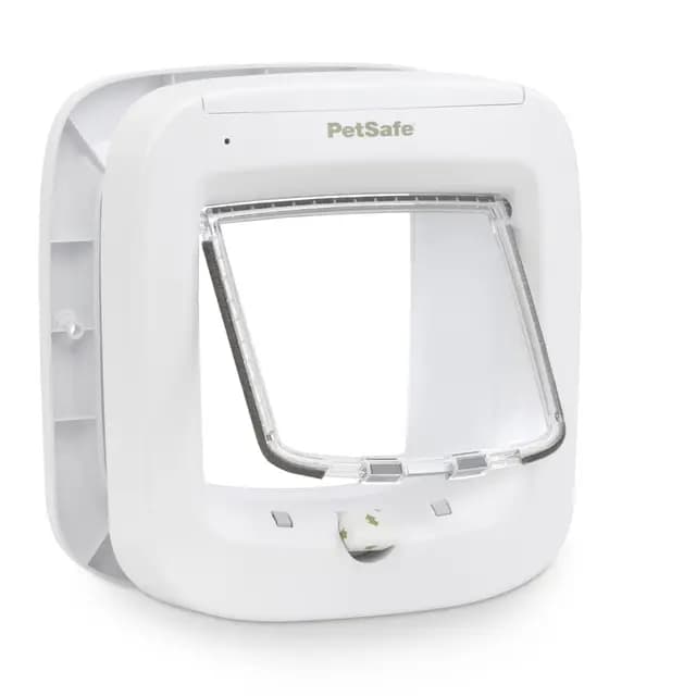 PetSafe Puerta para Gatos de Microchip - Gatera Interior o Exterior - Acceso RFID Multusuario para hasta 40 Mascotas - 4 Modos de Cierre, Impermeable, Instalación Simple - Blanco