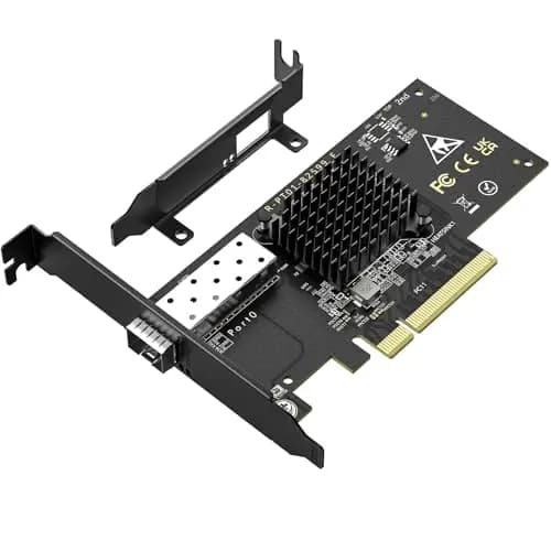 10Gb SFP Tarjeta de Red PCIe con Controlador Intel 82599 (X520-DA1), Adaptador Ethernet 10G Nic con Solo Puerto 10 Gbps SFP, Compatible con Express PCIe X8/X16, Compatible Windows/Linux/VMware