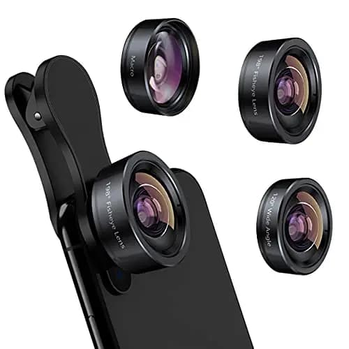 KEYWING Kit de Objetivos 3 en 1 Ojo de pez 198 + Lente Gran Angular 120 + 20x Macro para iPhone, Samsung, Android – Imagen 1