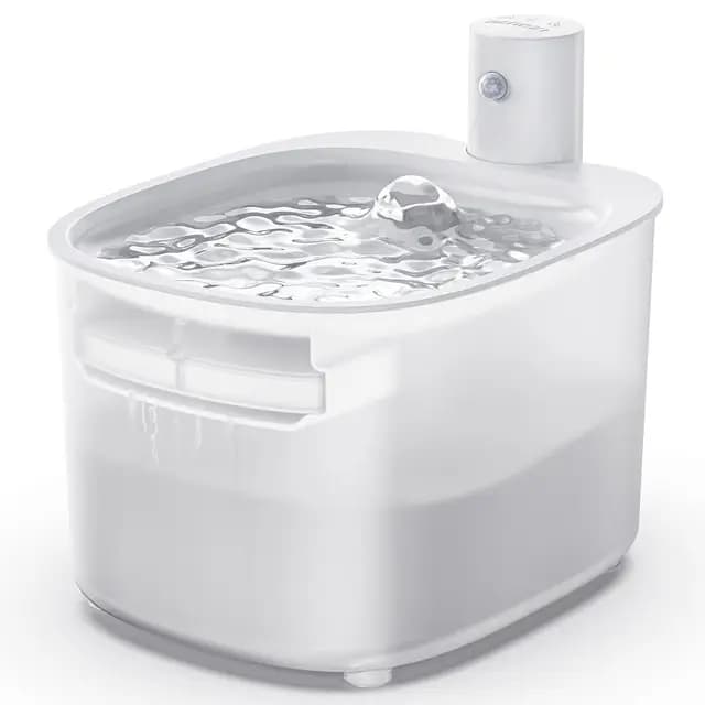Fuente para Gatos sin Cable a Pila con Sensor de Movimiento, 2.6L Fuente de Agua Fria para Gatos con Bateria 3000mAh Recargable, Bebedero Automático a Prueba de Salpicaduras
