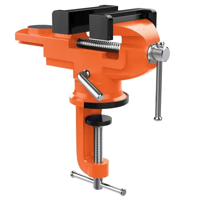 Nuovoware Tornillo de Banco de Trabajo, 70mm Tornillo de Sujeción Pesada Universal de Precisión con 360° Base Giratoria, Abrazadera de Banco para Carpintería Metalurgia Conducto de Corte - Naranja