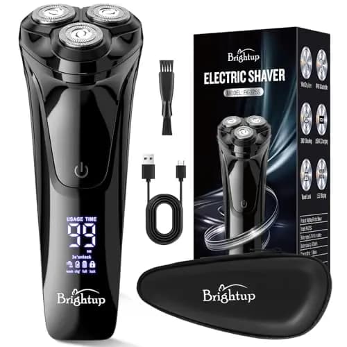 Brightup Maquinilla de Afeitar Hombre con Cabezal Flotante 4D, Afeitadora Eléctrica en Húmedo y Seco para Hombres, Recortador de Barba Impermeable IPX6, Carga USB-C y Recorte Emergente