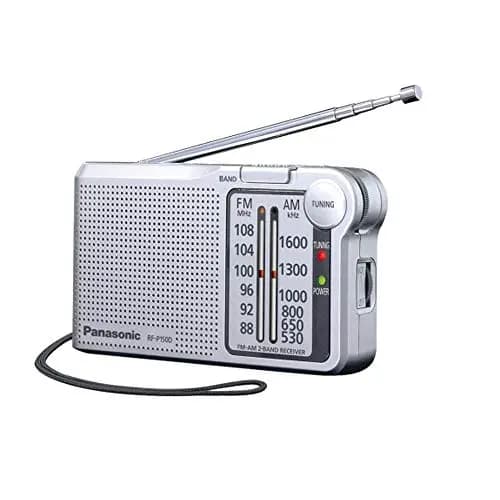Panasonic RF-P150DEG-S Pocket Radio FM/Am con Sintonizador Digital, Control Automático de Frecuencia, Sintonizador Grande, Puntero Fluorescente, Funciona con Pilas, Color Plateado