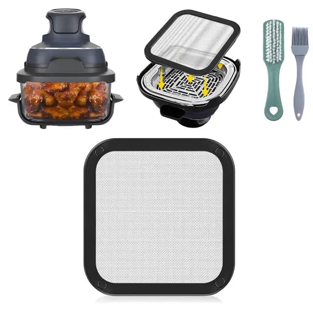 HA BIN Protector Antisalpicaduras Magnético de Acero Inoxidable para Freidora de Aire Ninja Crispi FN101 – Accesorio Airfryer Antigrasa con Rejilla Fina, Protección Térmica y Fácil de Limpiar (1PCS)