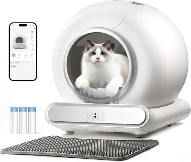 Arenero Gatos Autolimpiable, Arenero Automatico, XXL | Control de Aplicación, Eliminación de Olores, Diseño Seguro