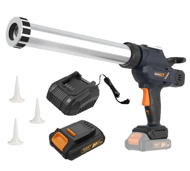 MAXXT Pistola de calafateo inalámbrica - Batería de 2.0AH incluida, pistola de calafateo para paquetes de salchicha de 300-600ml, diseño antigoteo