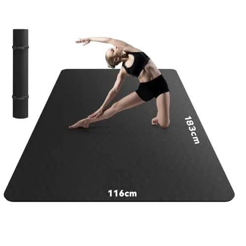 HAPBEAR Esterilla Yoga Grande, 183×116cm /198×137cm×6mm, Con Correas de Velcro y Bolsa de Transporte, Antideslizante Colchoneta Deporte Fitness, Yoga Mat en Casa para Mujeres y Hombres – Imagen 1
