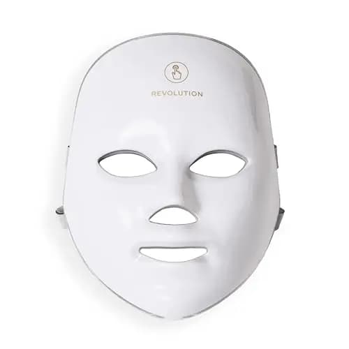 Revolution Pro Miracle LED Face Mask, Máscara facial LED rojo & azul con 90 luces, mejora textura & luminosidad de la piel
