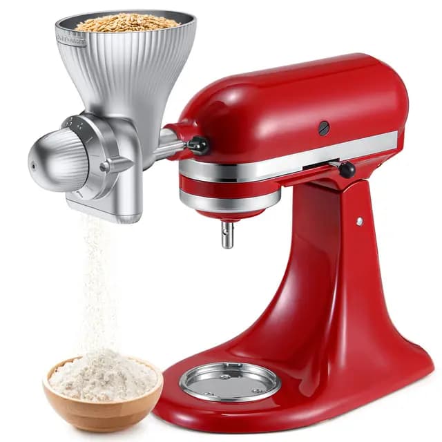Accesorio de molino de grano de metal para batidora KitchenAid con molino de harina de 12 niveles de molienda, accesorio de molino de grano apto para moler trigo, maíz, avena, trigo sarraceno, mijo y
