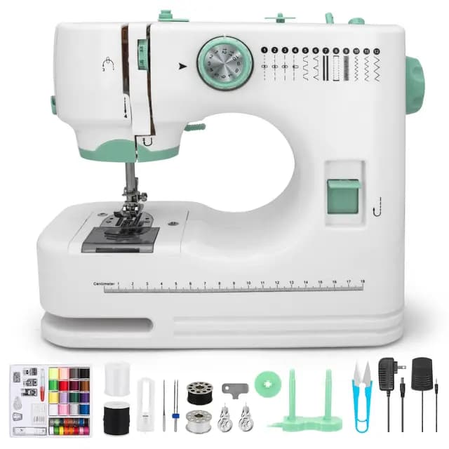 Máquina de Coser Portátil Eléctrica para Hogar y Principiantes, Fácil de Usar, 12 Puntadas, 6 Prensatelas, Pedal y 2 Velocidades, Ideal para Arreglos, DIY y Costura Doméstica