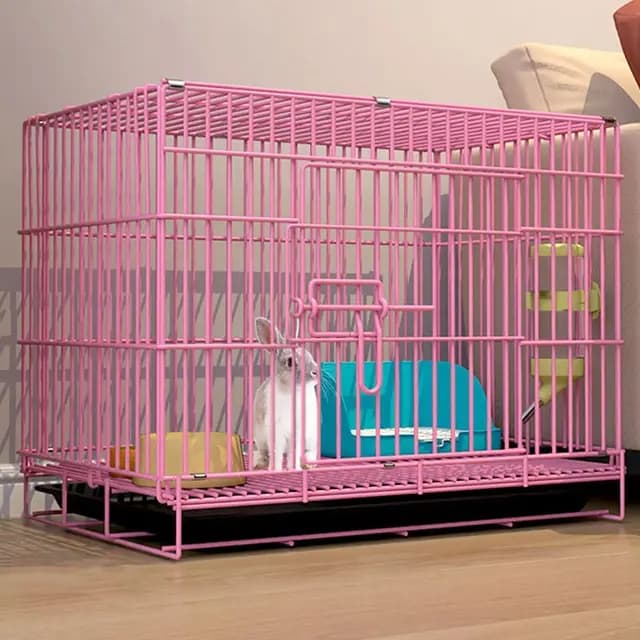 Jaulas para Conejos Interior, Casa para Conejos De Metal Plegable con Bandeja Extraíble Resistente Y Duradero Jaula Portátil para Mascotas para Cobayas, Hurones, Gatos Y Perros (Color : Pink, Size :
