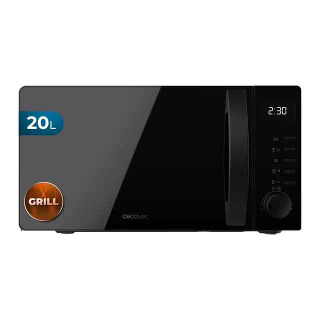 Cecotec Microondas con Grill Proclean 5105 Black. 700W, 20L, Tecnología 3DWave, Grill, 5 Niveles Potencia, Temporizador 30 Min, Descongelación, Pantalla con Reloj, Gratinados Perfectos