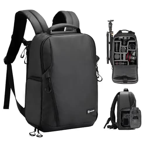 Tarion Mochila para cámara fotográfica, impermeable, bolsa para cámara SLR, mochila para cámara con compartimento para portátil de 14 pulgadas y cubierta de lluvia para cámaras SLR
