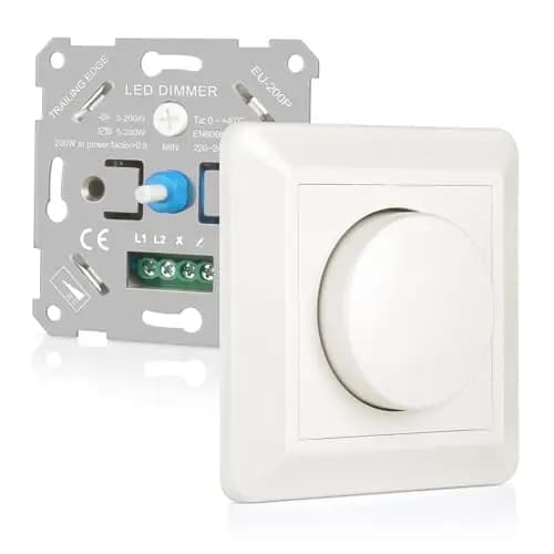 AC 220-240V Interruptores y Dimmers, Dimmer LED para lámparas LED regulables, compatible con 5-200W lámparas incandescentes y halógenas, con función de memoria, crema