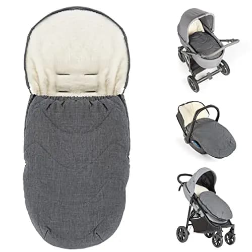 Zamboo Saco Bebé para Grupo 0 Capazo y Silla de Paseo - Abrigo de Invierno con Forro de Borreguito para Recién Nacidos - Saquito Térmico Impermeable para Carrito o Portabebés - Interior Cálido - Gris