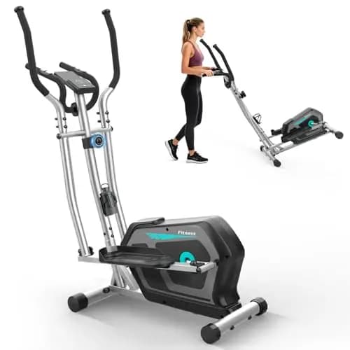 Bicicleta Elíptica para Casa Silenciosa con 16 Niveles de Resistencia, Sensor de Pulso, Monitor LCD y Soporte para Dispositivos, Bluetooth y App, Elíptica ultrasilenciosa para Uso doméstico