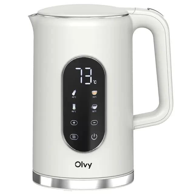 Olvy Hervidor Eléctrico 1.7L - Hervidor de Agua Acero Inoxidable, 2200W, Control de Temperatura, Función Mantener Caliente, Calienta Agua Eléctrico, Hervidores de Agua Eléctricos