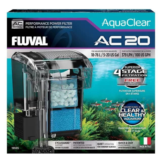 Filtro de Mochila para Acuario Fluval AquaClear AC20, 379 lph | 379 lph