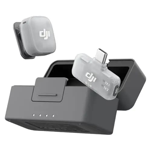 dji Mic Mini 2 (1 TX + 1 RX móvil + Estuche de Carga), micrófono lavalier inalámbrico para móvil iPhone 17/16/15 y Android/Tableta/PC, conectar y Listo, batería de 24 h, Ultraligero, Vlogs