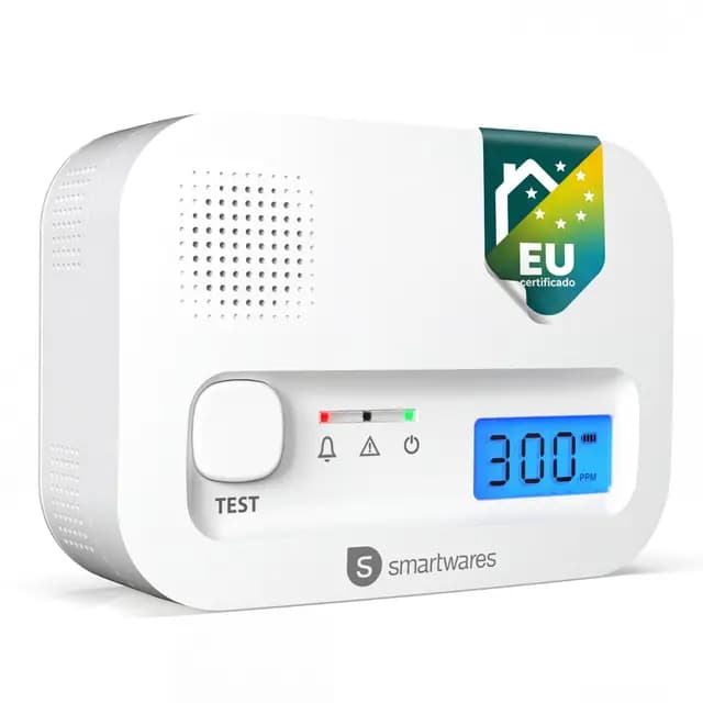 Smartwares Detector de monóxido de Carbono - Sensor de 10 años - con Pantalla y botón de Prueba - FGA-13041