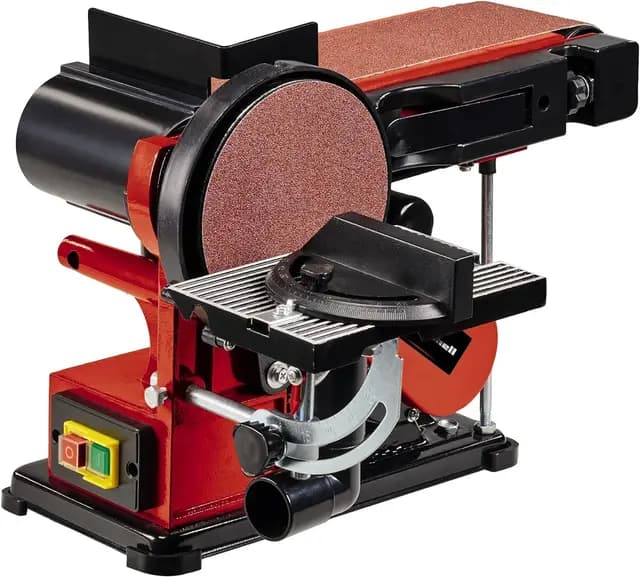 Einhell Esmeriladora de disco y banda vertical TC-US 380 (380 W, vel. de banda de lijado 292 m/min, disco de lijado vel. 1450 min-1, incl. 1 banda de lijado K80 y 1 papel de lija de disco K 80)