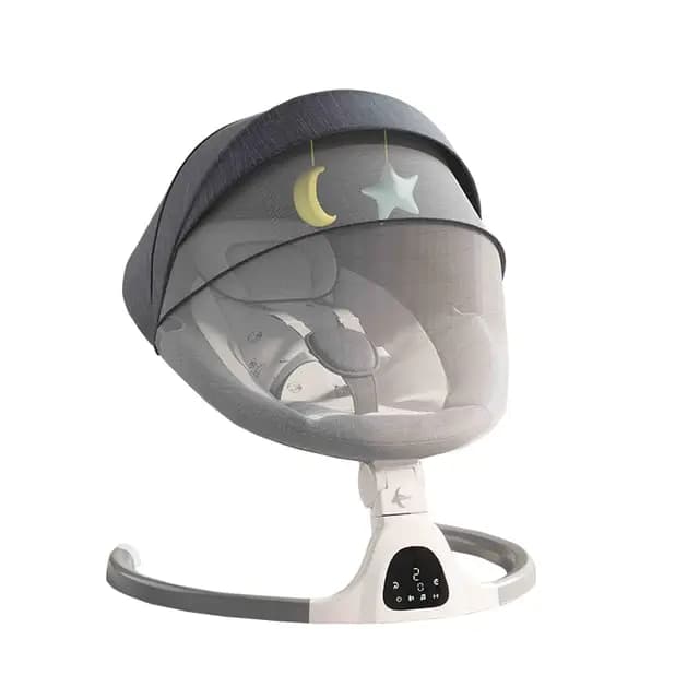 GLOKID Silla Mecedora Eléctrica para Niños, Hamaca para Bebé, Columpio eléctrico para bebés, Música/Bluetooth/Cinturón de Seguridad/Techo Removible y Mosquitera 5 Points(YLYGREY)