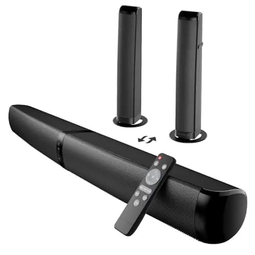 GarageRock Barra de Sonido TV, 2026 Upgrade 90W Soundbar, 2-en-1 Desmontable Barra Sonido, Bluetooth 5.3 Altavoz para TV con ARC/Opt/AUX Conexiones, Home Cinema para TV/PC/Proyectores/Regalo, 1 Pcs