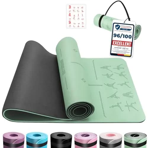 Esterilla Yoga,Esterilla Fitness Antideslizante,TPE Colchoneta Gimnasia, para Pilates,Deporte,Gimnasia,Estiramientos, Esterilla Deporte con bandolera 183x61cm