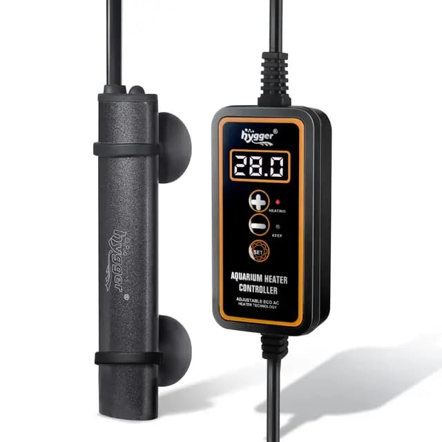 Hygger Mini Calentador de Acuario, 15W Sumergible Betta Calentador de Acuario con Pantalla Digital Controlador Externo, Calentador de Acuario Pequeño Adecuado de Agua Dulce de hasta 10L Tanks