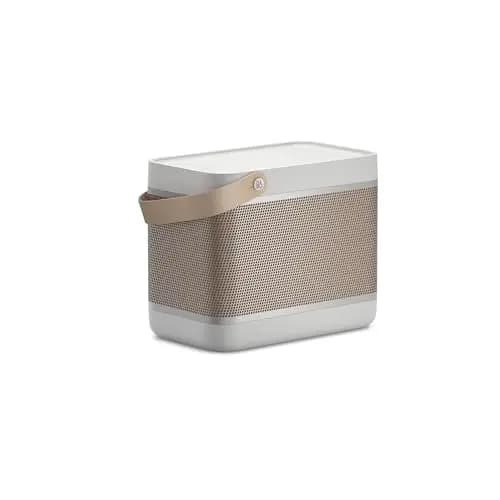 Bang & Olufsen Beolit 20 – Altavoz Bluetooth portátil Potente con Sonido 360º, Altavoz inalámbrico para casa y Exteriores con Base de Carga inalámbrica Qi para móvil - Gris Niebla