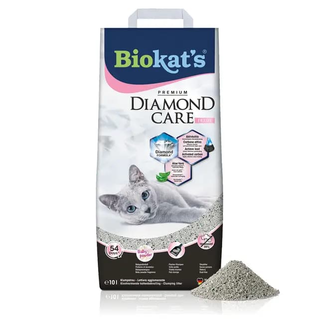 Biokat's Diamond Care Fresh, con fragancia - Arena fina con carbón activo y aloe vera 1 saco (1 x 10 l)