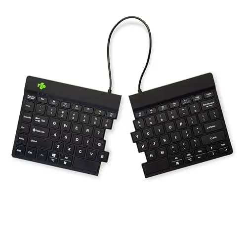 R-Go - Teclado Dividido, Mecanismo de Tijeras, túnel anticarpiano, diseño ergonómico de 2 Partes con Software de ruptura, Ultrafino, diseño QWERTY (EE. UU.), Bluetooth 5.0, Compatible con