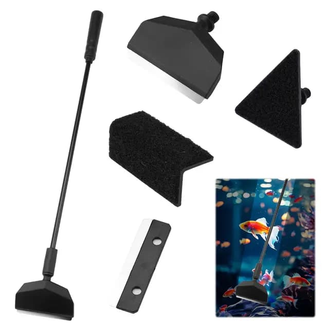 Set de Limpieza para Acuarios 3 en 1 Accesorios Limpieza Acuarios, Rascador de Algas Accesorios de Limpieza para Acuarios, Cepillo Rectangular Triangular Ajustable Juego de herramientas de limpieza – Imagen 1