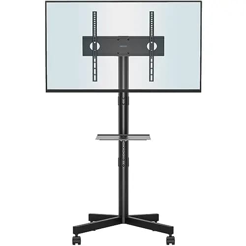 BONTEC Soporte TV Ruedas para Televisión de 23 a 60 Pulgadas, Soporte de Pie para TV Móvil con Estante para Portátil y Altura Ajustable, hasta 25 kg, Máx. VESA 400x400 mm