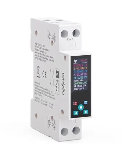 TONGOU Medidor de Consumo Eléctrico wifi, 1P+N/ 240vac Pantalla LCD en colores incorporada WIFI Inteligente Interruptor Medidor Energia, Compatible con Alexa, Smart life/Tuya Contador Eléctrico wifi
