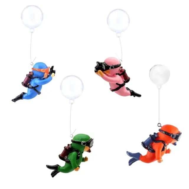 4 Piezas Decoración para Peceras de Buceo,Adorables Accesorios Flotantes para Acuarios, Decoración de Mini Pecera con Temática Submarina para Todo Tipo de Tanques de Peces y Paisajes Acuáticos
