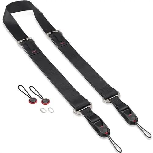 Sunya Correa de Cámara con Hebilla Liberación Rápida. Hecho de nylon de avanzado, ajustable con una sola mano, compatible con todas las cámaras, capacidad máxima de carga de 90 kg.